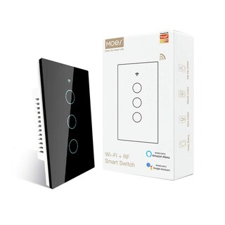 Foto 1 | Foto 1 | Smart Switch Moes Touch Wall Single Live Wire 110 V Negro De 3 Bandas - Venta Internacional.