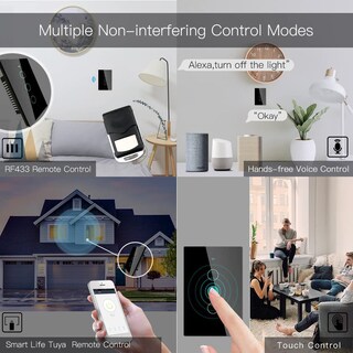 Foto 3 | Foto 3 | Smart Switch Moes Touch Wall Single Live Wire 110 V Negro De 3 Bandas - Venta Internacional.