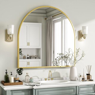 Foto 2 | Foto 2 | Espejo De Pared Voobang Con Forma De Arco 31 X 32 Cm Marco De Metal Dorado - Venta Internacional.