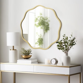Foto 3 | Foto 3 | Espejo Wallbeyond Redondo Y Ondulado Marco De Aluminio De 50 Cm Color Dorado - Venta Internacional.