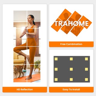 Foto 6 | Foto 6 | Espejo De Pared Trahome De 16 X 12 Cm X 8 Unidades De Longitud Completa Para Gimnasio En Casa - Venta Internacional.