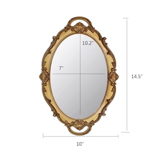 Foto 3 | Foto 3 | Espejo De Pared Eaoundm Ovalado Vintage Pequeño 37 X 25 Cm Dorado - Venta Internacional.