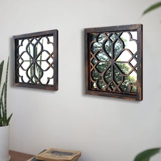 Foto 6 | Foto 6 | Espejo De Pared Worred Square Rustic Farmhouse Caramel 30x30 Cm - Venta Internacional.