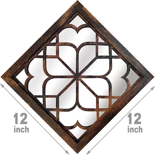 Foto 7 | Foto 7 | Espejo De Pared Worred Square Rustic Farmhouse Caramel 30x30 Cm - Venta Internacional.