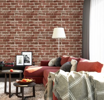 Foto 3 | Foto 3 | Papel Pintado Hopeak De Ladrillo Rojo Autoadhesivo Impermeable 44 5 Cm X 20 M - Venta Internacional.