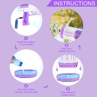 Foto 4 | Foto 4 | Ametralladora De Burbujas Deserthome Morada Con Luces Y Solución - Venta Internacional.