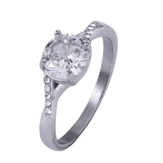 Foto 1 | Foto 1 | Anillo De Compromiso Luckyly Maren Acabado Brillante De Acero Inoxidable Y Zirconia Cúbica Anillo De Promesa Para Mujer