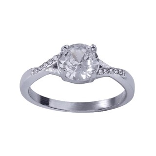 Foto 2 | Foto 2 | Anillo De Compromiso Luckyly Maren Acabado Brillante De Acero Inoxidable Y Zirconia Cúbica Anillo De Promesa Para Mujer