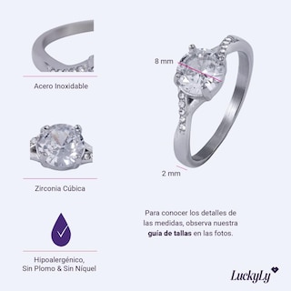 Foto 6 | Foto 6 | Anillo De Compromiso Luckyly Maren Acabado Brillante De Acero Inoxidable Y Zirconia Cúbica Anillo De Promesa Para Mujer