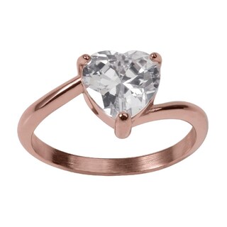Foto 1 | Foto 1 | Anillo De Compromiso Luckyly Aida Baño De Oro Rosa 18k Oro 18k O Acabado Brillante Acero Inoxidable Y Zirconia Cúbica De Corazón