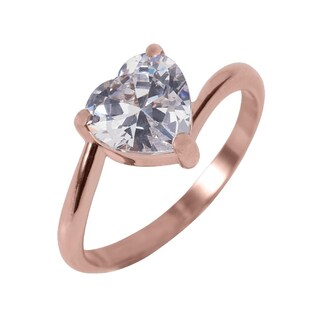 Foto 2 | Foto 2 | Anillo De Compromiso Luckyly Aida Baño De Oro Rosa 18k Oro 18k O Acabado Brillante Acero Inoxidable Y Zirconia Cúbica De Corazón