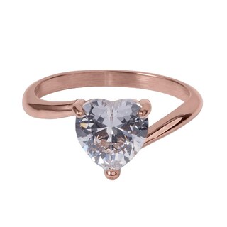 Foto 3 | Foto 3 | Anillo De Compromiso Luckyly Aida Baño De Oro Rosa 18k Oro 18k O Acabado Brillante Acero Inoxidable Y Zirconia Cúbica De Corazón