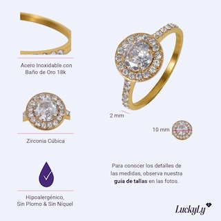 Foto 6 | Foto 6 | Anillo De Compromiso Luckyly Nima Baño Oro Rosa 18k Oro 18k O Acabado Brillante De Acero Inoxidable Y Zirconia Cúbica