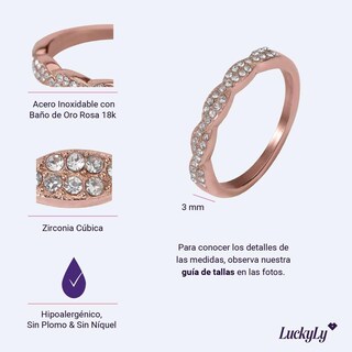 Foto 5 | Foto 5 | Anillo De Compromiso Luckyly Aura Baño De Oro Rosa 18k Acero Inoxidable Y Zirconia Cúbica Anillo Para Mujer De Promesa