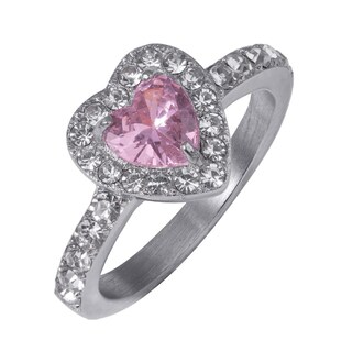 Foto 1 | Foto 1 | Anillo De Compromiso Luckyly Amira Acabado Brillante De Acero Inoxidable Y Zirconia Cúbica De Corazón