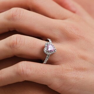 Foto 4 | Foto 4 | Anillo De Compromiso Luckyly Amira Acabado Brillante De Acero Inoxidable Y Zirconia Cúbica De Corazón