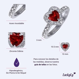 Foto 6 | Foto 6 | Anillo De Compromiso Luckyly Amira Acabado Brillante De Acero Inoxidable Y Zirconia Cúbica De Corazón