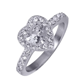 Foto 1 | Foto 1 | Anillo De Compromiso Luckyly Amira Acabado Brillante De Acero Inoxidable Y Zirconia Cúbica De Corazón