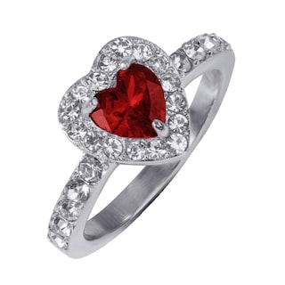Foto 1 | Foto 1 | Anillo De Compromiso Luckyly Amira Acabado Brillante De Acero Inoxidable Y Zirconia Cúbica De Corazón