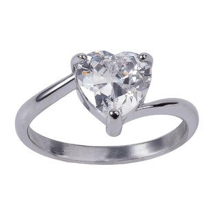Foto 1 | Foto 1 | Anillo De Compromiso Luckyly Aida Baño De Oro Rosa 18k Oro 18k O Acabado Brillante Acero Inoxidable Y Zirconia Cúbica De Corazón
