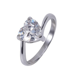 Foto 2 | Foto 2 | Anillo De Compromiso Luckyly Aida Baño De Oro Rosa 18k Oro 18k O Acabado Brillante Acero Inoxidable Y Zirconia Cúbica De Corazón