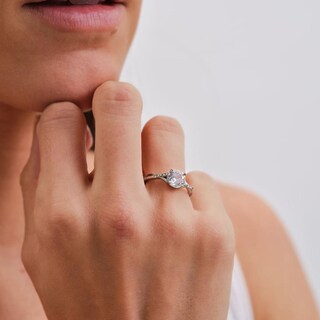 Foto 4 | Foto 4 | Anillo De Compromiso Luckyly Maren Acabado Brillante De Acero Inoxidable Y Zirconia Cúbica Anillo De Promesa Para Mujer