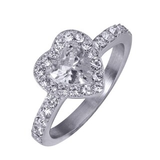 Foto 1 | Foto 1 | Anillo De Compromiso Luckyly Amira Acabado Brillante De Acero Inoxidable Y Zirconia Cúbica De Corazón