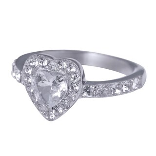 Foto 3 | Foto 3 | Anillo De Compromiso Luckyly Amira Acabado Brillante De Acero Inoxidable Y Zirconia Cúbica De Corazón