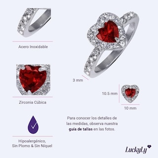 Foto 6 | Foto 6 | Anillo De Compromiso Luckyly Amira Acabado Brillante De Acero Inoxidable Y Zirconia Cúbica De Corazón