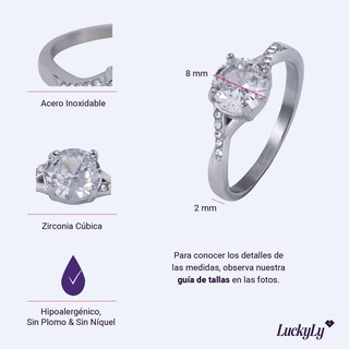 Foto 6 | Foto 6 | Anillo De Compromiso Luckyly Maren Acabado Brillante De Acero Inoxidable Y Zirconia Cúbica Anillo De Promesa Para Mujer