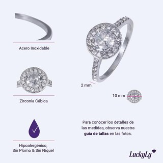 Foto 6 | Foto 6 | Anillo De Compromiso Luckyly Nima Baño Oro Rosa 18k Oro 18k O Acabado Brillante De Acero Inoxidable Y Zirconia Cúbica