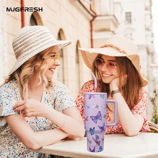 Foto 2 | Foto 2 | Vaso Fresh Butterfly De 1 2 L Con Asa Y Pajita De Acero Inoxidable - Venta Internacional.