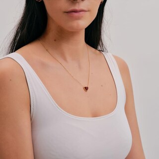 Foto 4 | Foto 4 | Collar Luckyly Nadia Baño De Oro 14k Con Piedras Naturales Cadena Y Dije De Acero Inoxidable De Corazón