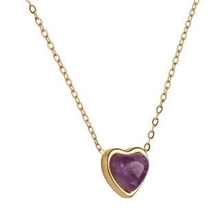 Foto 2 | Foto 2 | Collar Luckyly Nadia Baño De Oro 14k Con Piedras Naturales Cadena Y Dije De Acero Inoxidable De Corazón
