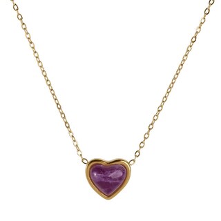 Foto 3 | Foto 3 | Collar Luckyly Nadia Baño De Oro 14k Con Piedras Naturales Cadena Y Dije De Acero Inoxidable De Corazón