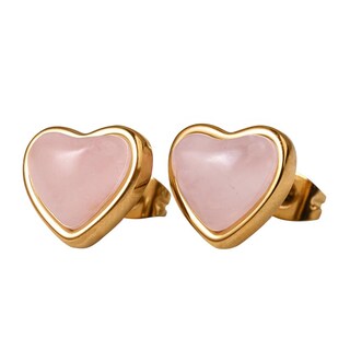 Foto 1 | Foto 1 | Aretes Luckyly Nadia Rosa O Amatista O Turquesa O Ágata Roja Con Baño Oro 14k Piedras Naturales Acero Inoxidable De Corazón