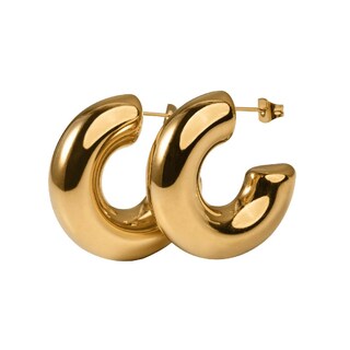Foto 1 | Foto 1 | Aretes Luckyly Duna Baño Oro 14k O Acabado Brillante De Acero Inoxidable Tipo Arracadas Redondas