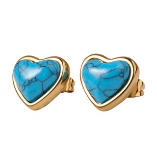 Foto 1 | Foto 1 | Aretes Luckyly Nadia Rosa O Amatista O Turquesa O Ágata Roja Con Baño Oro 14k Piedras Naturales Acero Inoxidable De Corazón
