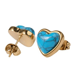 Foto 2 | Foto 2 | Aretes Luckyly Nadia Rosa O Amatista O Turquesa O Ágata Roja Con Baño Oro 14k Piedras Naturales Acero Inoxidable De Corazón