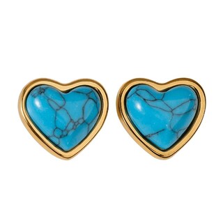 Foto 3 | Foto 3 | Aretes Luckyly Nadia Rosa O Amatista O Turquesa O Ágata Roja Con Baño Oro 14k Piedras Naturales Acero Inoxidable De Corazón