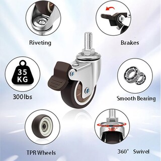 Foto 3 | Foto 3 | Ruedas Tpr Stem Casters Yeweke Giratorias 360° Con Freno De 2 Pulgadas - Venta Internacional.