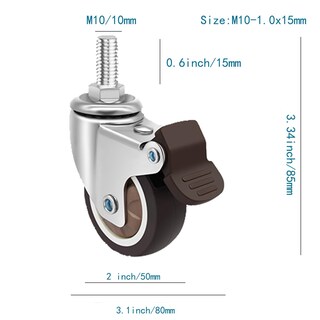 Foto 5 | Foto 5 | Ruedas Tpr Stem Casters Yeweke Giratorias 360° Con Freno De 2 Pulgadas - Venta Internacional.