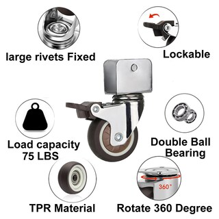 Foto 4 | Foto 4 | Juego De 4 Ruedas Giratorias Con Soporte En U Con Frenos De 300 Kg De Capacidad - Venta Internacional.