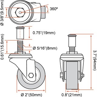 Foto 2 | Foto 2 | Caster Wheel Paquete De 2 Unidades Giratorias De Perfil Bajo Para Creeper Cart - Venta Internacional.