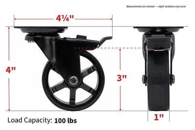 Foto 7 | Foto 7 | Casters Headbourne 8276e Designer  7 62 Cm  Poliuretano Negro  Paquete De 4 - Venta Internacional.