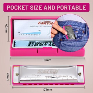 Foto 5 | Foto 5 | Harmonica East Top Blues Diatonic Con Tecla C De 10 Agujeros Con Funda - Venta Internacional.