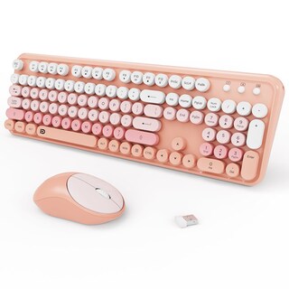 Foto 1 | Foto 1 | Set De Teclado Y Ratón Inalámbricos Fopett De Tamaño Completo Rosa - Venta Internacional.