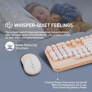 Foto 4 | Foto 4 | Set De Teclado Y Ratón Inalámbricos Fopett De Tamaño Completo Rosa - Venta Internacional.