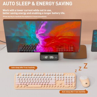 Foto 6 | Foto 6 | Set De Teclado Y Ratón Inalámbricos Fopett De Tamaño Completo Rosa - Venta Internacional.