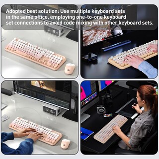 Foto 7 | Foto 7 | Set De Teclado Y Ratón Inalámbricos Fopett De Tamaño Completo Rosa - Venta Internacional.